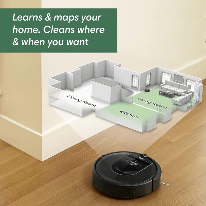 iRobot Roomba i7+ (7550) Robot Vacuum with Automatic Dirt Disposal - Empties Itself for up to 60 Days, Wi-Fi Connected, Smart Mapping, Works with Alexa, Ideal for Pet Hair, Carpets, Hard Floors - Image 8