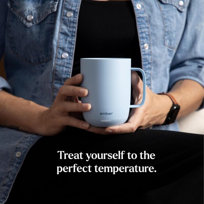 Ember Temperature Control 14oz Smart Mug 2, App-Controlled and Rechargeable Heated Coffee Cup Warmer with Intelligent LED Display, Powder Blue - Image 8