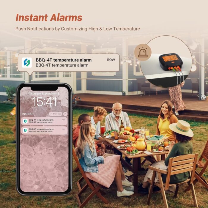 Inkbird WiFi Meat Thermometer IBBQ-4T, Wireless WiFi BBQ Thermometer for Smoker, Oven | APP Calibration Temp Graph | Mobile Notification Timer Alarm | Rechargeable Digital Grill Thermometer, 4 Probes - Image 6