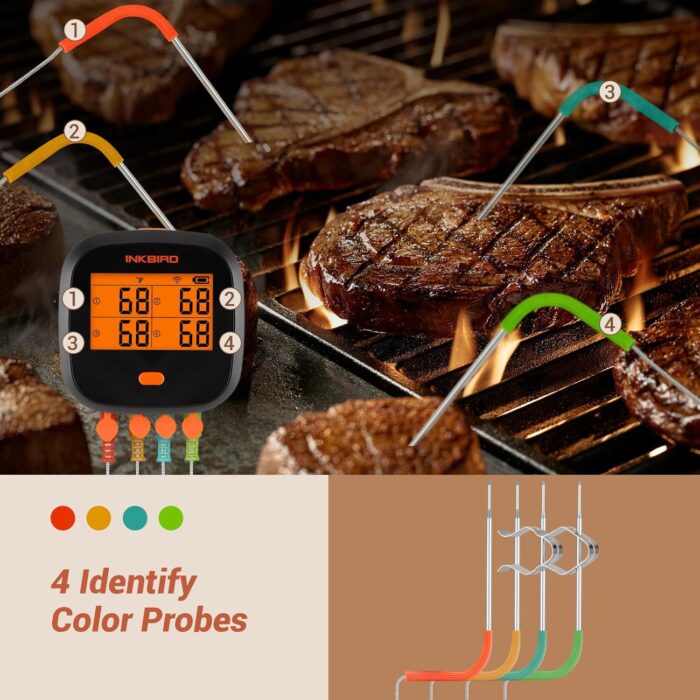 Inkbird WiFi Meat Thermometer IBBQ-4T, Wireless WiFi BBQ Thermometer for Smoker, Oven | APP Calibration Temp Graph | Mobile Notification Timer Alarm | Rechargeable Digital Grill Thermometer, 4 Probes - Image 8