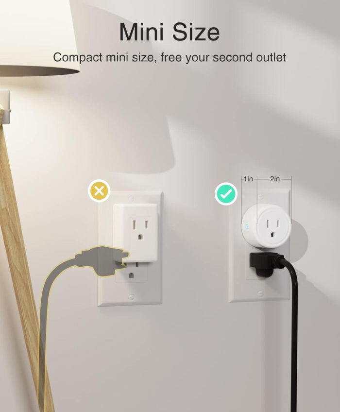 GHome Smart Mini Plug, Wi-Fi Outlet Socket Compatible with Alexa and Google Home, Remote Control with Timer Function, No Hub Required, ETL FCC Listed, White [1 Pack] - Image 7