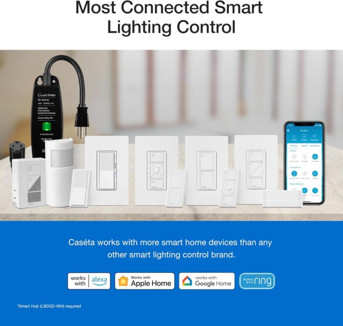 Lutron Outdoor Smart Plug For Caseta Smart Lighting, for Summer Lights, Patio Lights, Backyard Lights, Outdoor Lights, and Motors, 15A LED Fixtures & 1/2 HP Motors, PD-15OUT-BL, Black​ - Image 6