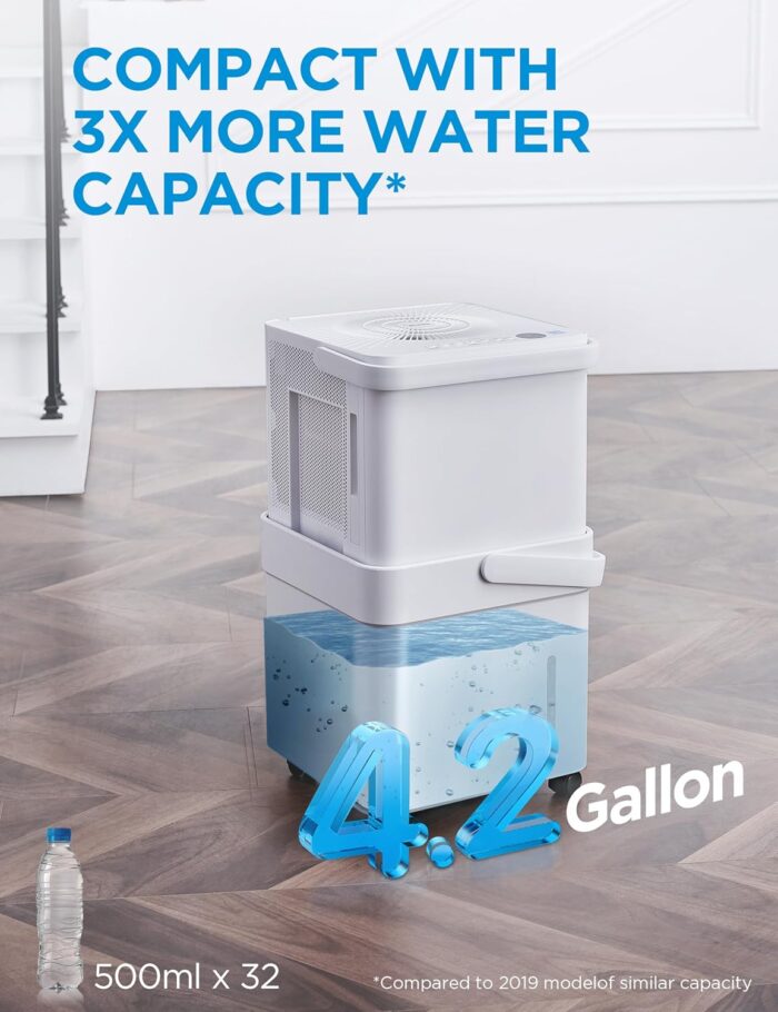 Midea Cube 50 Pint Dehumidifier for Basement and Rooms at Home for up to 4,500 Sq. Ft., Built-in Pump, Drain Hose Included, Smart Control, Works with Alexa (White), ENERGY STAR Most Efficient 2023 - Image 3
