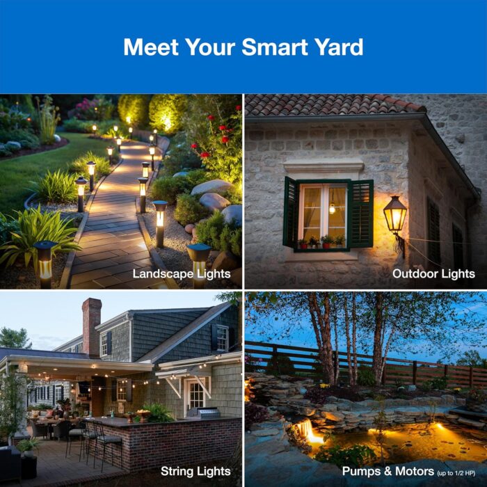 Lutron Outdoor Smart Plug For Caseta Smart Lighting, for Summer Lights, Patio Lights, Backyard Lights, Outdoor Lights, and Motors, 15A LED Fixtures & 1/2 HP Motors, PD-15OUT-BL, Black​ - Image 11
