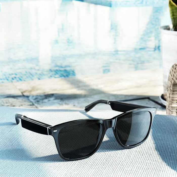 Amazon Echo Frames, an Alexa device (newest model), Smart glasses with Alexa, Square frames in Classic Black with polarized sunglass lenses
