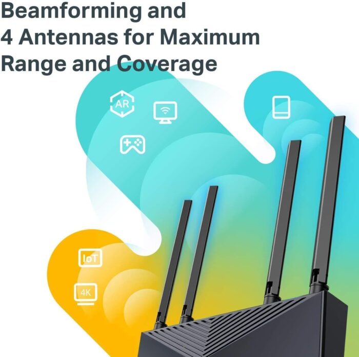 TP-Link Smart WiFi 6 Router (Archer AX10) – 4 Gigabit LAN Ports, Dual Band 802.11AX Router, Beamforming, OFDMA, MU-MIMO, Parental Controls, Dual-Core 900MHz Processor, Works with Alexa - Image 3