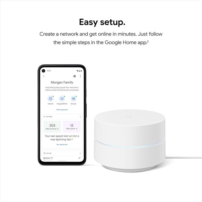 Google Wifi - AC1200 - Mesh WiFi System - Wifi Router - 1500 Sq Ft Coverage - 1 pack - Image 5