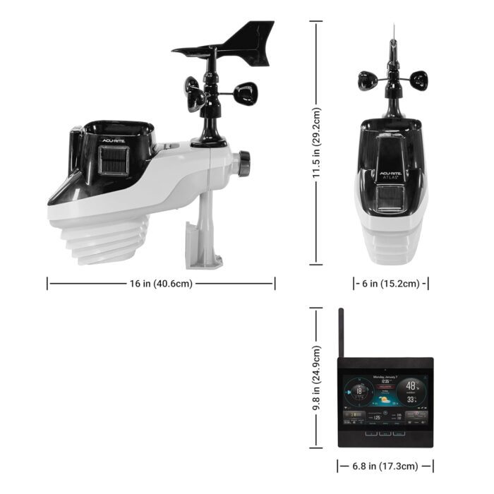 AcuRite Atlas Professional Weather Station with Direct-to-Wi-Fi HD Display, Lightning Detection, Built-In Barometer, and Temperature, Humidity, Wind Speed/Direction and Rainfall Measurements (01001M) - Image 5