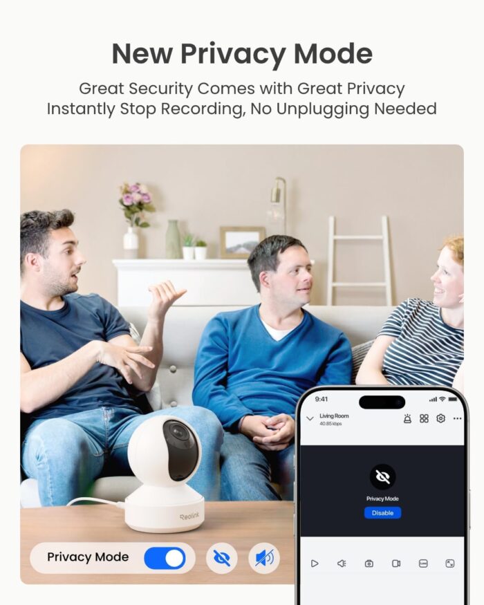 REOLINK Smart 4K UHD Pan & Tilt Dual-Band Wi-Fi 6 Indoor Security Camera with 3X Optical Zoom, Auto-Tracking, People/Pet Detection, Crying Sound Detection, Privacy Mode, and Bluetooth Setup, E1 Zoom - Image 6
